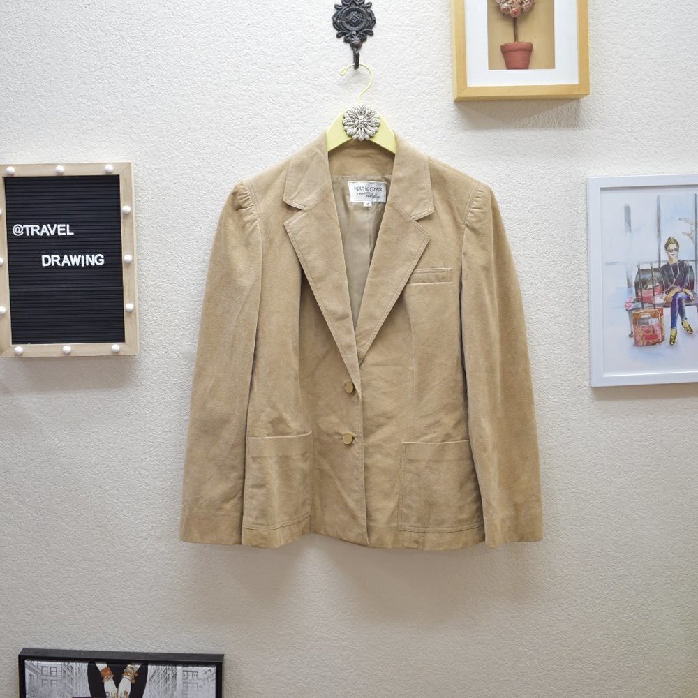 Vintage Suede Fabric Casual Blazer Shacket Size 10